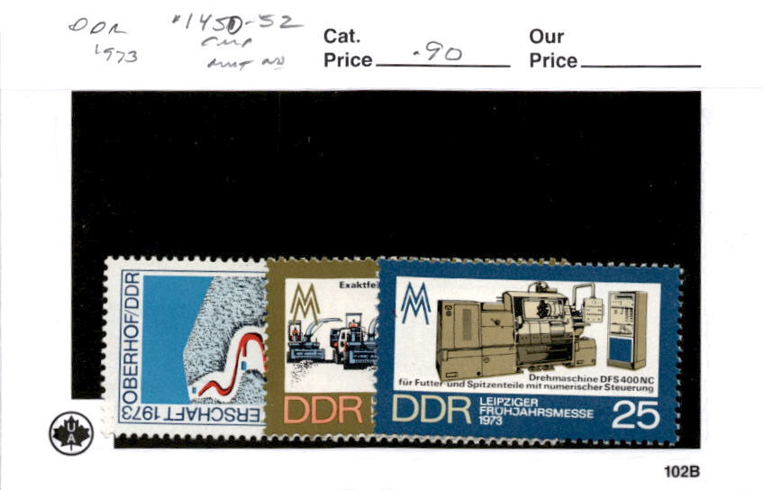 Germany – DDR, Postage Stamp, #1450-1452 Mint NH, 1973 Bobsled, Tractor (AB)