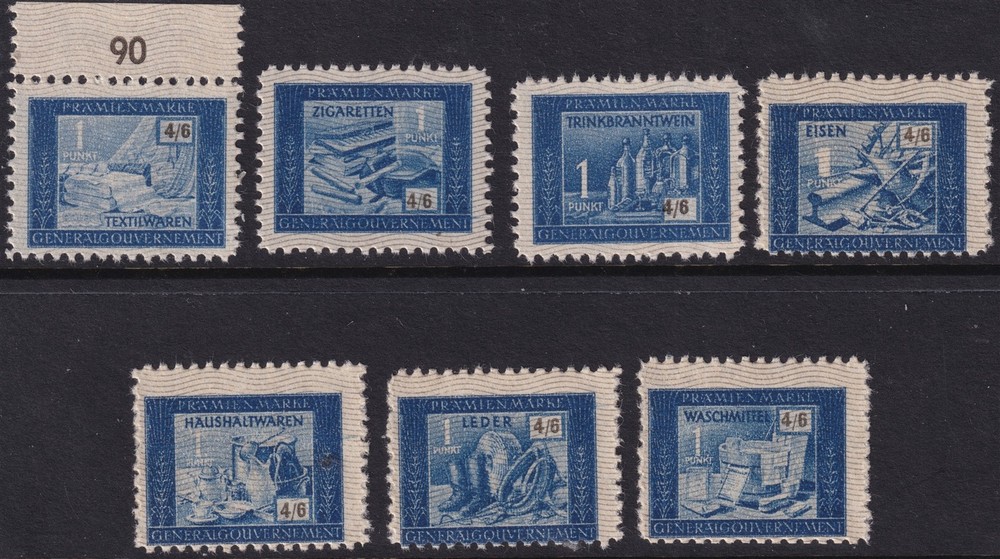 Stamp Germany Poland General Gov’t Revenue WWII Goods Tax Set of 7 MNG