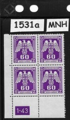 MNH block official Sc 016 60Hal WWII Germany Occupation of BaM / 1943 #1531a
