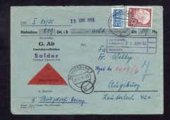 Bund Heuss single franking Michel number 190 COD to Augsburg 1955