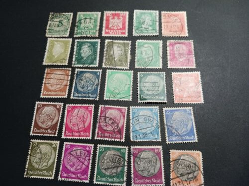 Germany Stamps – 25 stamps -1920’s and 30’s – hinged – used -nice lot