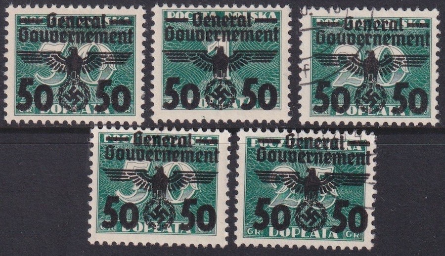 GERMANY (POLISH OCCUPATION) Sc #N51-5 CPL VLH/USED SET. (See Description)