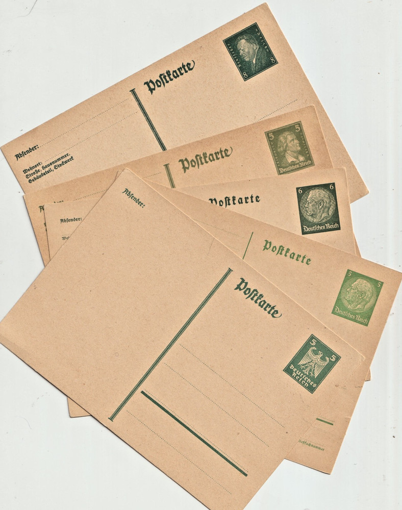 Germany Deutsches Reich 1920’s -1930’s Collection 5 MNH Postal Stationery Cards