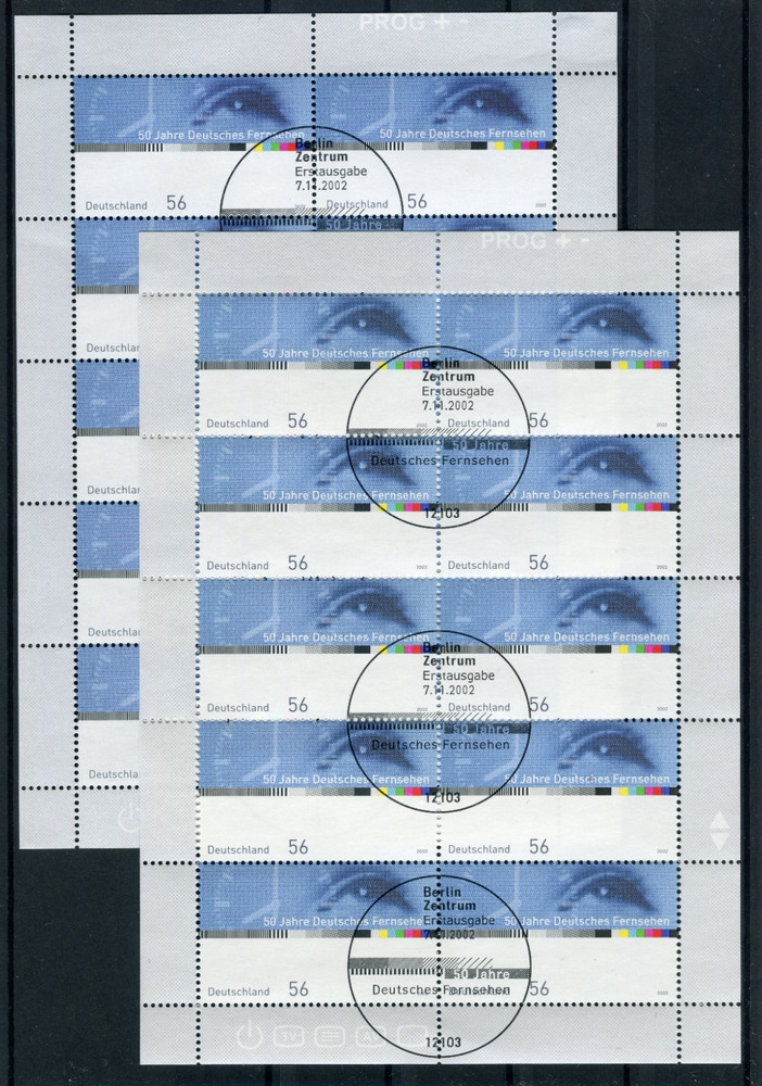 German Television KB 20 x Miniature Sheet Stamp No. 2288 Cancelled Berlin 2002