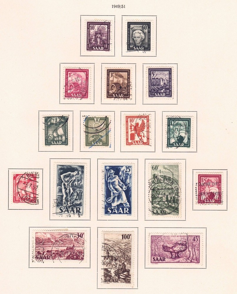 Saar – 199-1951 Sc 204-220, Definitive issues, Labor & Landscapes, Used