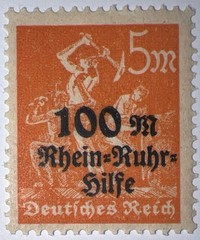 Travelstamps: 1923 Germany Stamps Sg# 257 Rhine-Ruhr Charity OP Mint NH, MNH