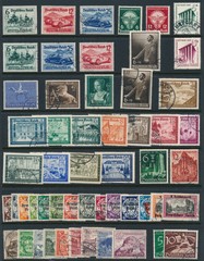 Stamp Germany Year 1939 Set WWII Hitler Danzig Mercedes Volkswagen Blue Ribbon U