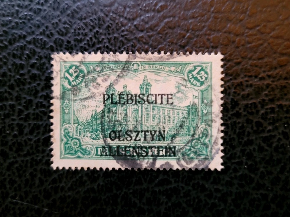 Allenstein #11b Used, 1920 1.25m Blue Green Plebescite Issue, Scott Value $35.00