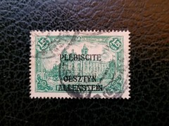 Allenstein #11b Used, 1920 1.25m Blue Green Plebescite Issue, Scott Value $35.00