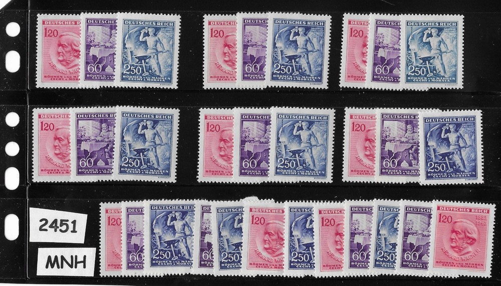 MNH Stamp sets X10 Sc 85-87 German Occupation WWII Richard Wagner Opera #2451
