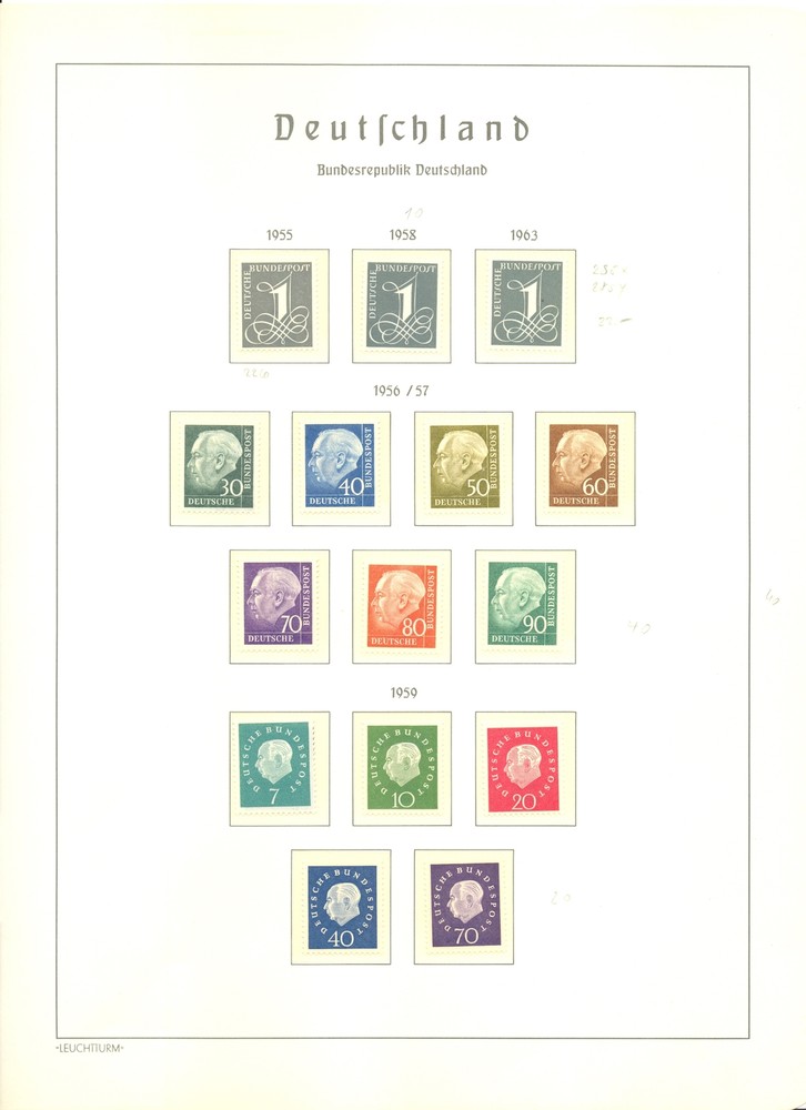 GERMANY -BUND 1955/89 -COLLECTION BACK OF THE BOOK – 66 ST. + 1 BLOCK ** MNH VF