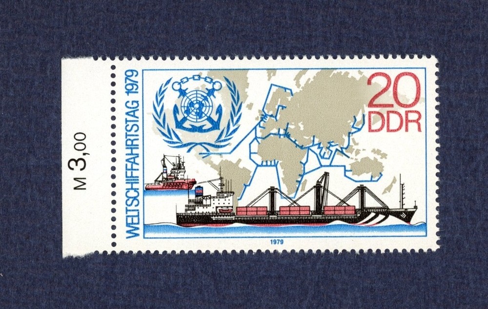 DDR Germany Scott #1993 1979 Container Ship, Tug, World Map and IMCO Emblem MNH