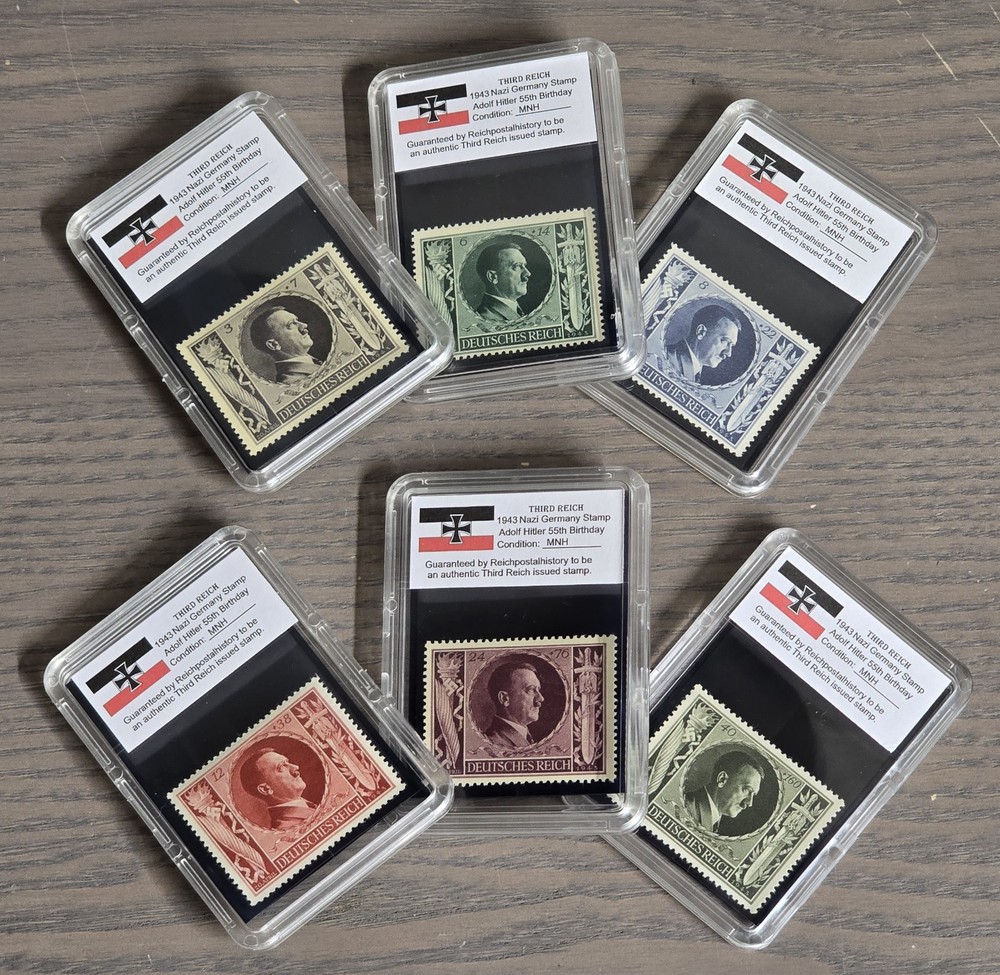 Third Reich WWII Nazi German Adolf Hitler 55th Birthday NSDAP Stamp Set 1943