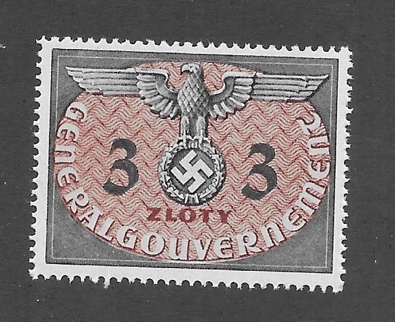 MNH 1940 stamp Sc 014 3 ZL official WWII Germany Occupied Poland Third Reich