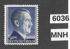 #6036 MNH stamp 5RM Adolf Hitler Third Reich Germany / Perf 12.5 / Sc527