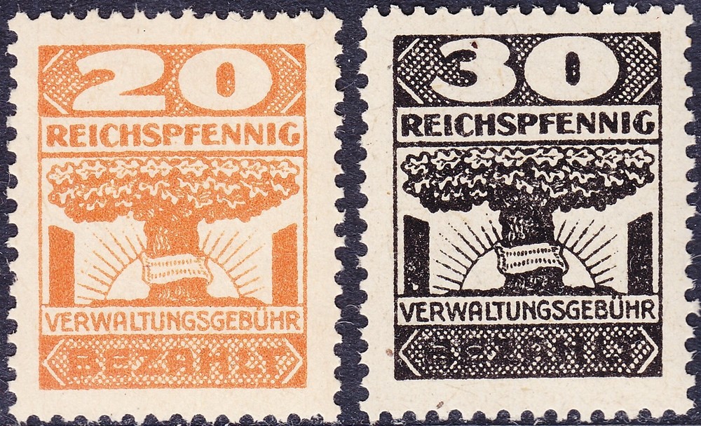 Stamp Germany Revenue WWII Reich VERWALTUNG BEZAHLT Management Fee 20-30pf MNH