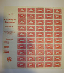RED + GREEN stamp sheet Germany WW2 Replica Reich KdF Volkswagen – Nazi Swastika