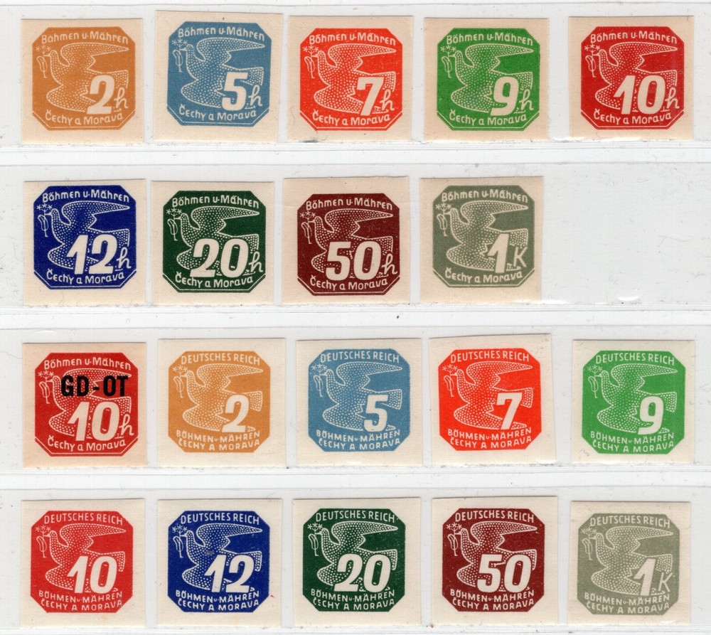 GERMANY 3rd REICH BOHEMIA MORAVIA NEWSPAPER STAMPS COMPLETE P1-P20 PERFECT MNH