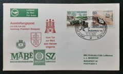 GERMANY Berlin 1972 Flight Cover Hamburg – Budapest Race Cars Superb 3278-1