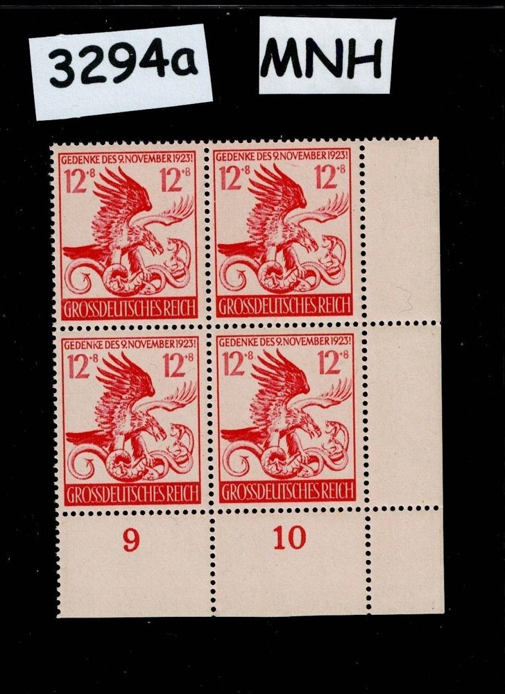 MNH stamp block B289 / 21st anniversary Munich Putsch 1944 Germany #3294a