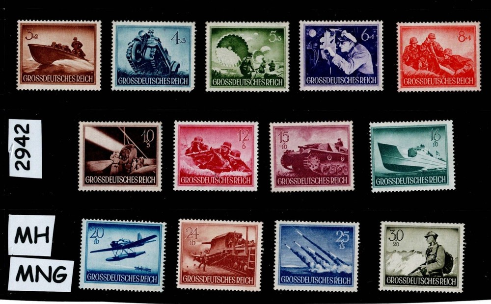 Stamp set B257-269 1944 Military Hero’s Day Third Reich WWII Germany #2941