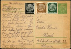 Austria German Occupation Vienna 1938 Stationery Postal Card to Switzerland