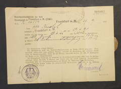 WW1 WWI Imperial German Empire Postal cover & document letter 1926 Frankfurt