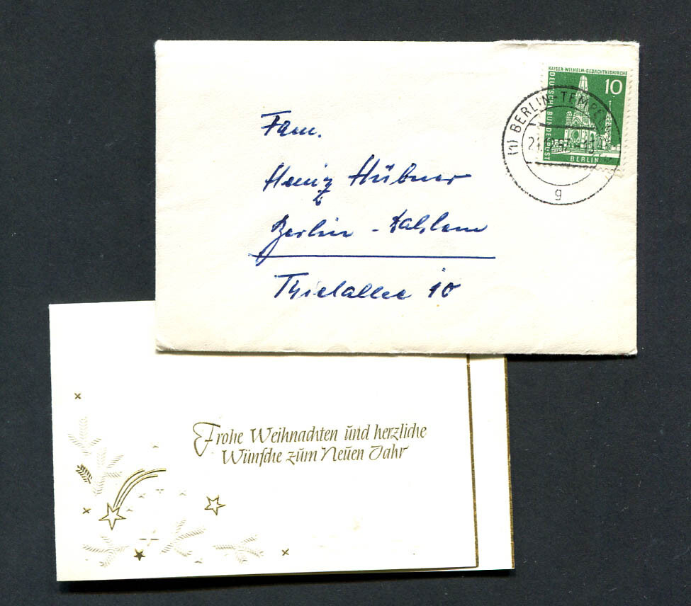 Germany – Berlin : Small cover from 1957 with christmas card inside – used