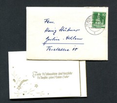 Germany – Berlin : Small cover from 1957 with christmas card inside – used