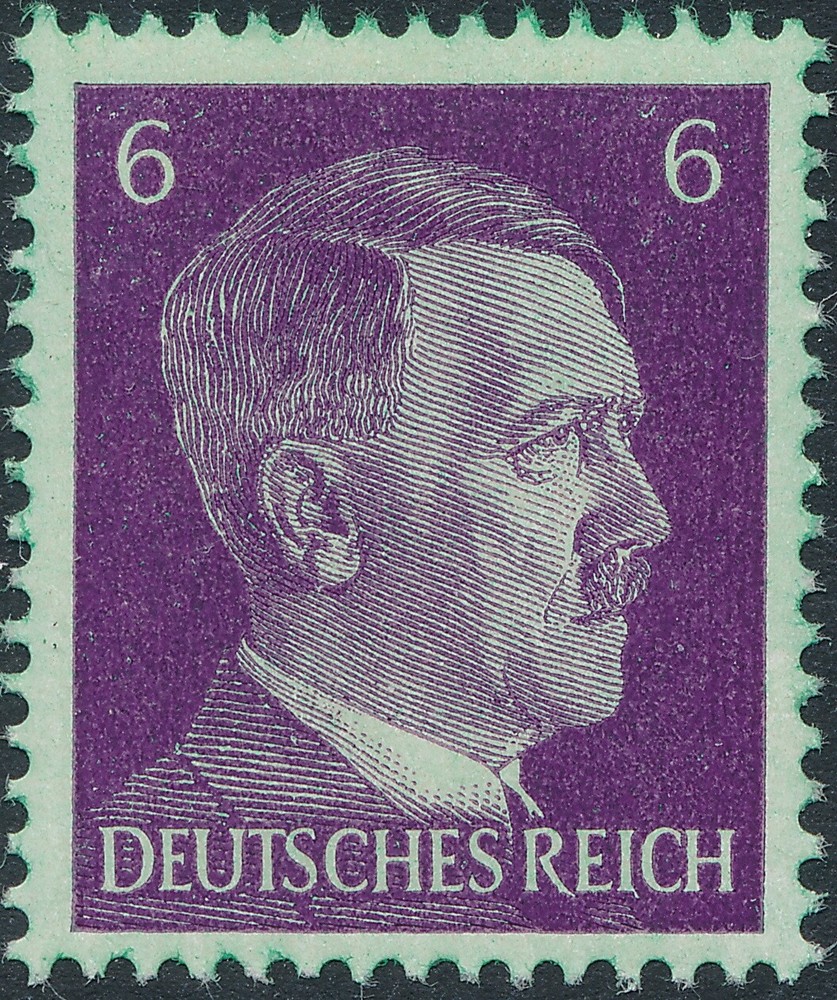 Stamp Germany Mi 785GR Sc 510 1941 WWII Hitler Green Greenish Paper Unlisted MNH