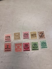Lot Of 10 Antique Stamps 1920’s Germany, Stamps in the Hyperinflation Crisis