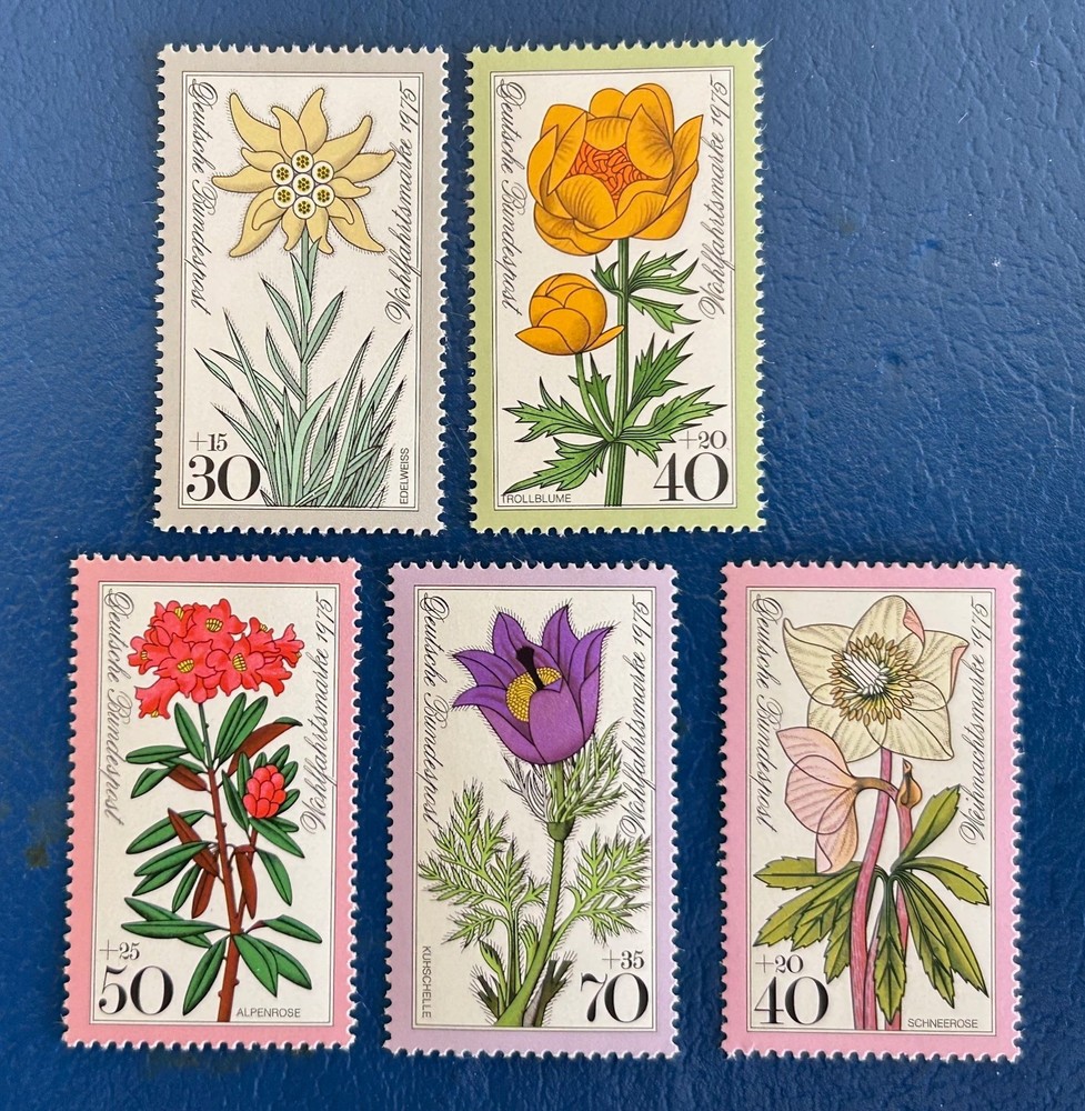 Germany Stamps Scott #B521-B255 Humanitarian Relief/Flowers MNH Set of 5