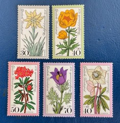 Germany Stamps Scott #B521-B255 Humanitarian Relief/Flowers MNH Set of 5