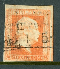 GANDALF – Germany 1859 Prussia 6pf Orange Scott # 10 VFU T811 ⭐⭐⭐⭐⭐⭐