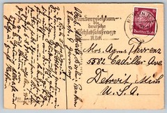 1939 Berlin Germany Slogan to Detroit Michigan USA Hindenburg Stamp Postcard