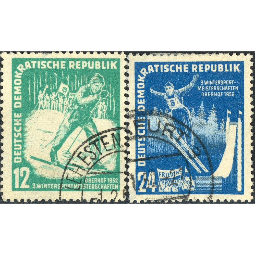 1952, DDR, 12pf-24pf, Mi #298-#299, Offset, Wmk, P13½:13, Used