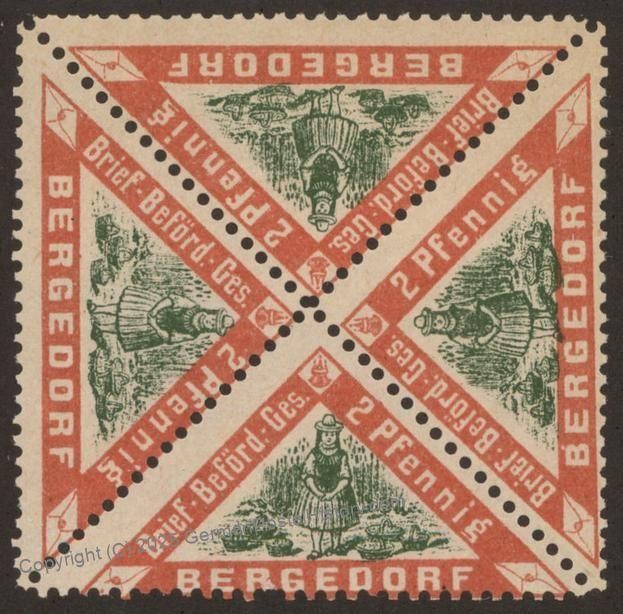 Germany Bergedorf Private Stadtpost Locals Stamp MNG 109914