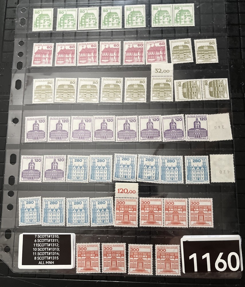 GERMANY 50+ MNH CASTLE TYPE A 406 1977-79 SEE SCAN #1310-1316 50pf-300pf 1160