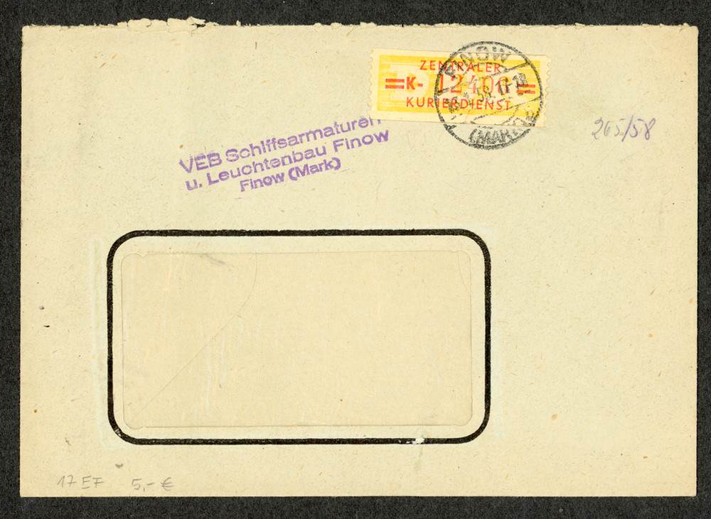 East Germany GDR VEB Finow Eberswalde 1958 Leipzig Fair Label Postmark Intra-cit