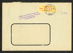 East Germany GDR VEB Finow Eberswalde 1958 Leipzig Fair Label Postmark Intra-cit