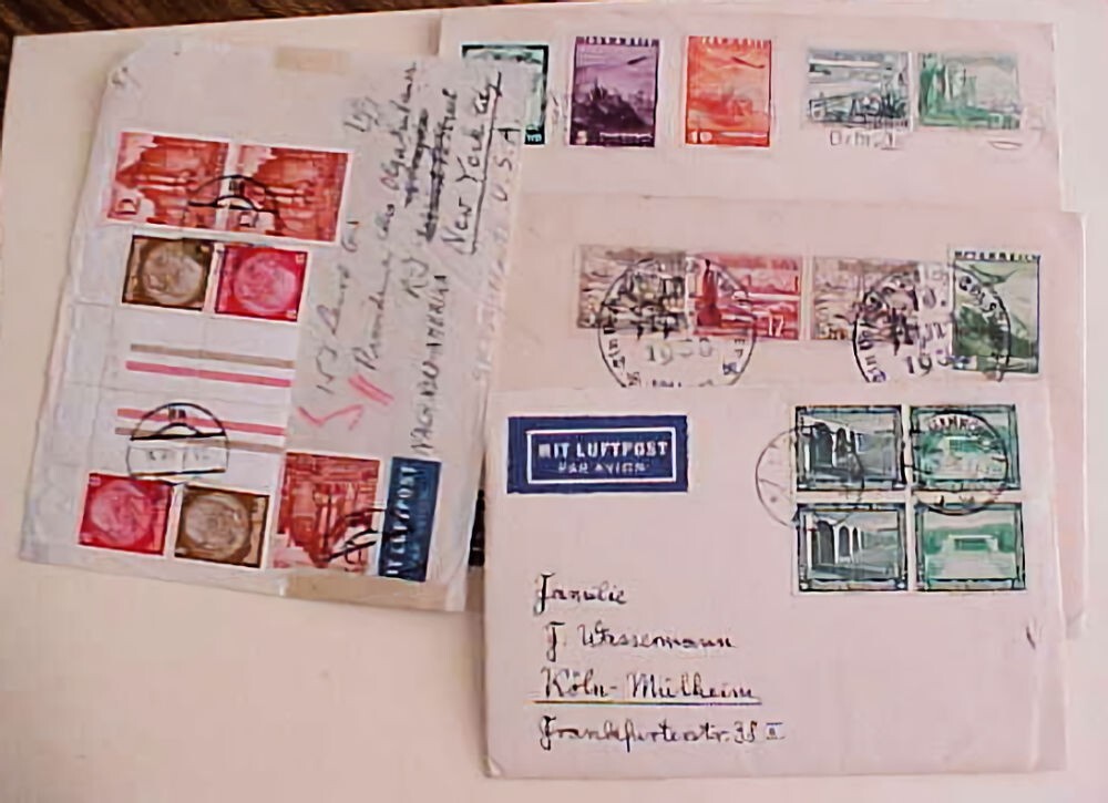 GERMAN 4 DIFF. COVERS SE-TENANTS INCLUDES MIXED AUSTRIA & GERMANY 1936-1940