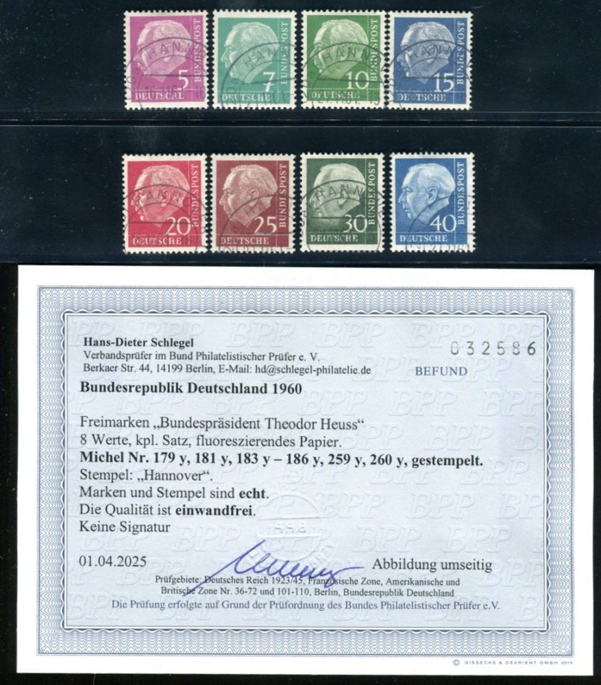 GERMANY 1954 179-260y used FLAWLESS SET LUMOGEN Opinion SCHLEGEL BPP (G2789