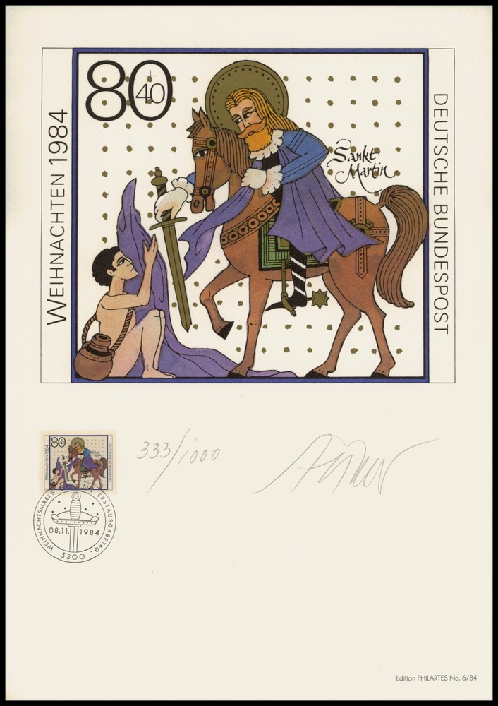 ART-EDITION 1984 GERMANY 1233 CHRISTMAS ST. MARTIN – HAND-SIGNED !!