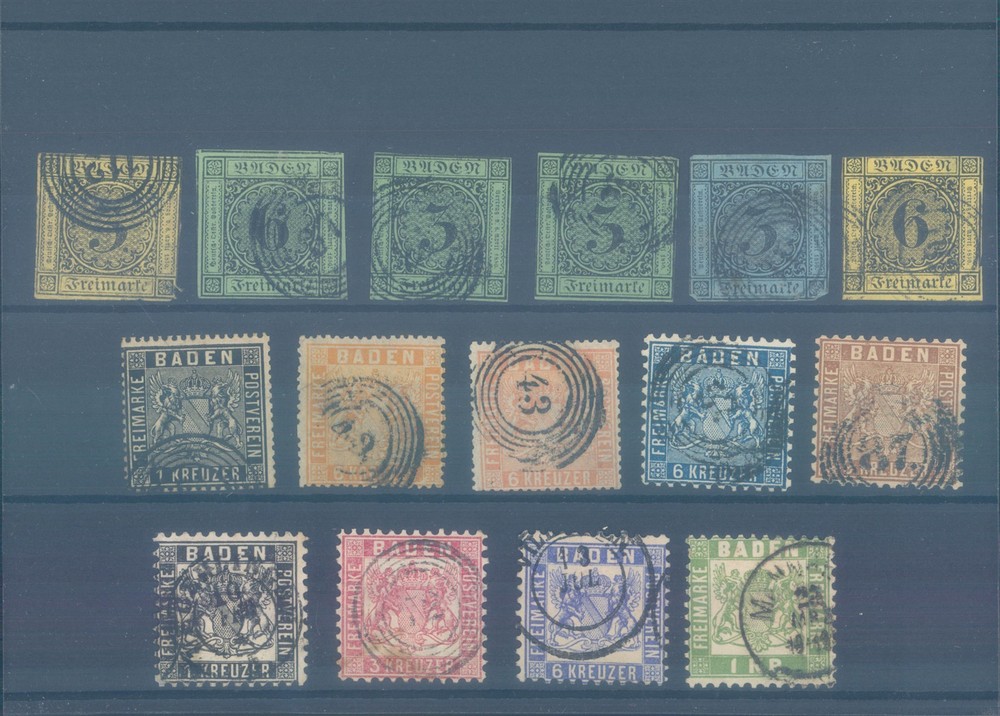 GERMANY Old States BADEN 1851-1868 various used stamps (CV $765 EUR665)