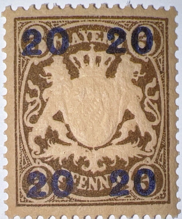 Travelstamps: 1920 Germany Bayern Overprint Stamp Mi 177 – Mint MOGH