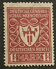 Travelstamps: Germany Stamp Sc 212/ Mi 199 Sg 118 – Arms of Munich – 1 1/4m MOGH