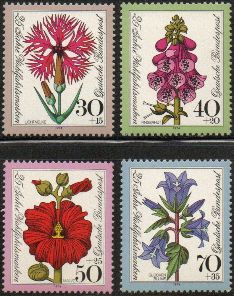 BRD FRG #Mi818-Mi821 MNH 1974 Welfare Stamps Flowers [B512-B515]