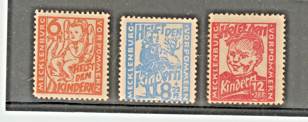 1945 Germany Russian Occupation Mecklenburg Sc #12NB10-12 Child Welfare Set MH