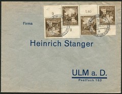 Germany Frankfurt to Ulm Donau Commercial Cover Mi#665 Postage 12pf 1939 Europe