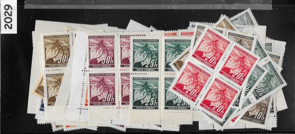 200+ MNH stamps in blocks of 4 Linden leaves Germany Occupation of BaM WWII